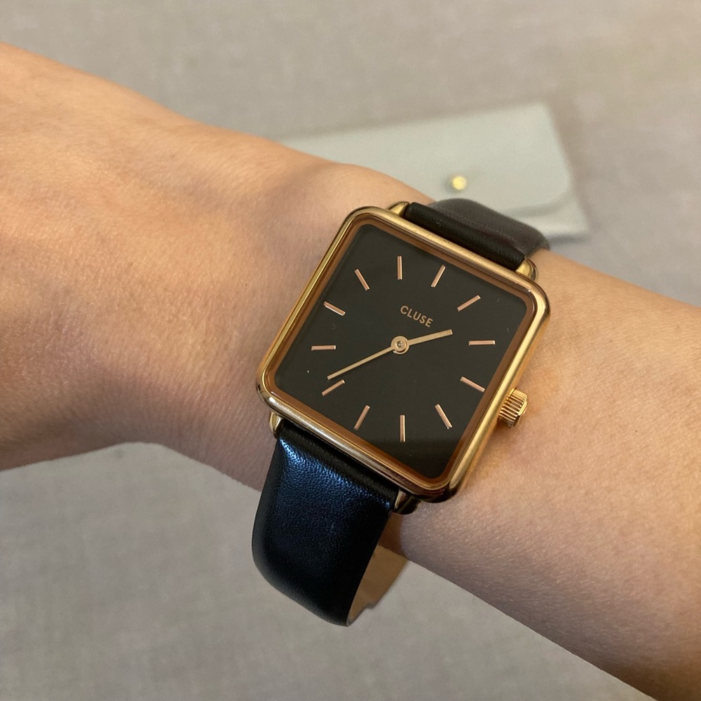 Cluse rose gold watch and jewelry pouch